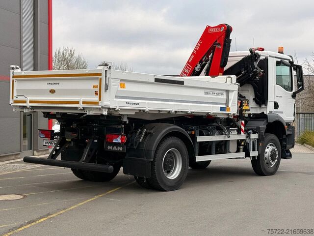 3-Seiten-Kipper MAN TGM 18.320 4x4 Meiller Trigenius FASSI F135