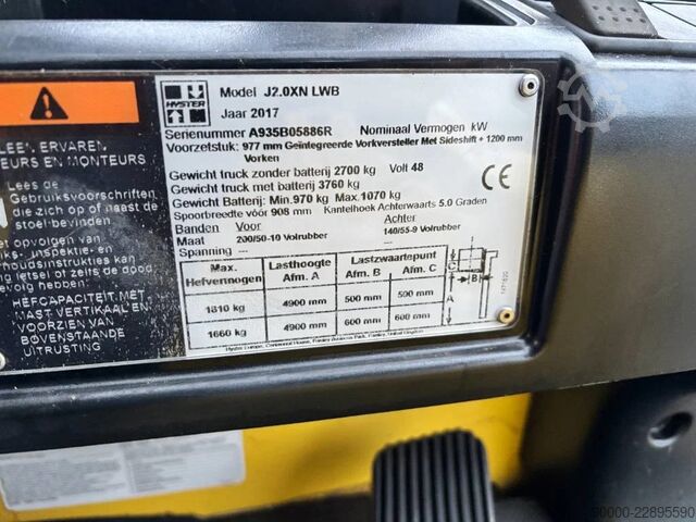 Forklift Hyster J 2.00 XN LWB 336 HOURS