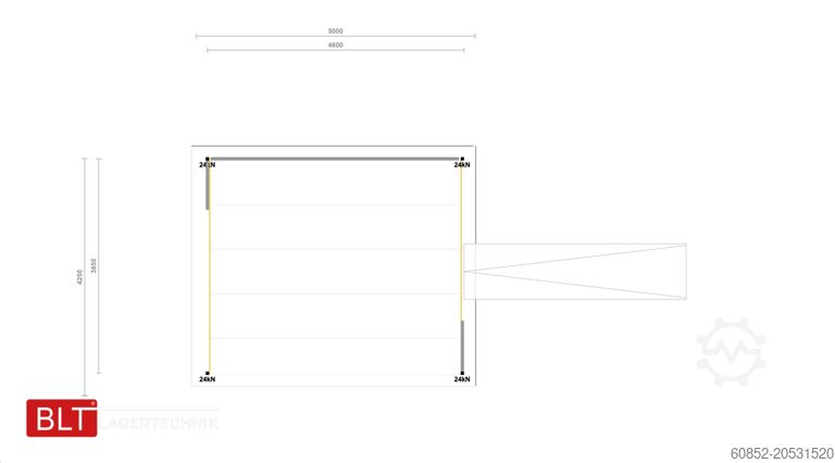 Storage platform 21,25 m² Lagerbühne + Treppe 500 kg/m² Geländer an zwei Seiten, Oberkante 300cm