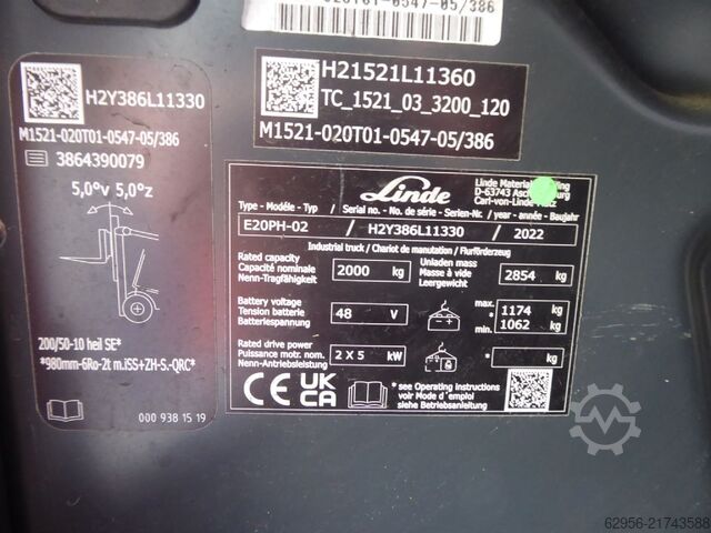 Electric 4-wheel forklift Linde E20PH-02