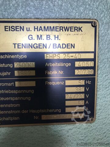 Press brake folding machine die bending press Eisen u. Hammerwerk GmbH - EHT EHPS 25-40 Kantbank Gesenkbiegepresse