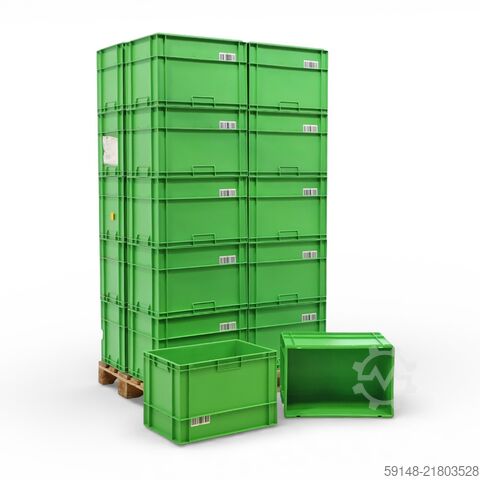 Used Euronorm stacking bins all walls closed, L: 600, W: 400, H: 400 (mm).  76ltr, L: 600, Kruizinga 98-607GB-PAL