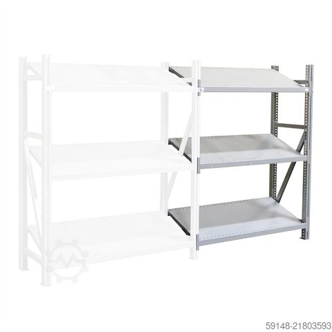 Used Static shelving rack 55 extension section, W: 1370, D: 560, H: 1640 (mm). , W: 1370, Kruizinga 98-631GB-AB