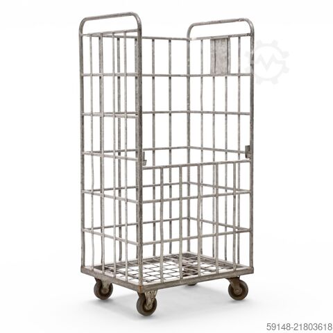 Used Laundry roll container 1 long side half open, L: 830, W: 650, H: 1700 (mm).  702ltr, Kruizinga 98-633GB