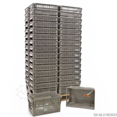Used Stackable, nestable bins grip opening, L: 600, W: 400, H: 310 (mm). 59ltr, L: 600, Kruizinga 98-653GB-PAL