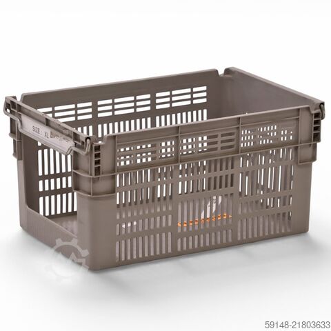 Used Stackable, nestable bins grip opening, L: 600, W: 400, H: 310 (mm).  59ltr, L: 600, Kruizinga 98-653GB-PAL