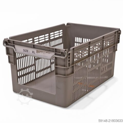 Used Stackable, nestable bins grip opening, L: 600, W: 400, H: 310 (mm).  59ltr, L: 600, Kruizinga 98-653GB-PAL