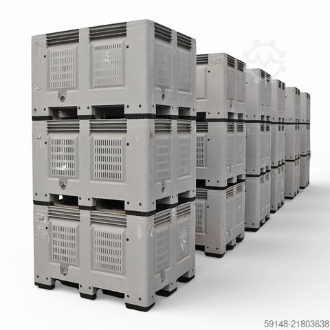 Used Pallet boxes palletbox walls + floor perforated, L: 1200, W: 1000, H: 800 (mm). Kruizinga 98-654GB