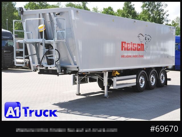 Tipper semitrailer REISCH RHKS, Alu-Kippmulde 52m³, Kombitüren, Alufelgen, Liftachse,