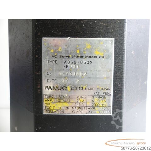 Component Fanuc A06B-0502-B001 Servomotor SN: A-730402