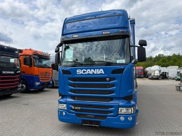 Flatbed truck with tarp SCANIA R410 Pritsche+Plane/Retarder + Anhänger Krone