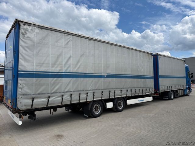 Flatbed truck with tarp SCANIA R410 Pritsche+Plane/Retarder + Anhänger Krone