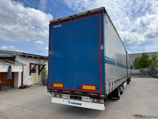 Flatbed truck with tarp SCANIA R410 Pritsche+Plane/Retarder + Anhänger Krone