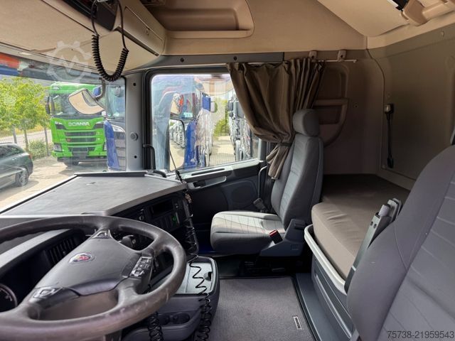 Flatbed truck with tarp SCANIA R410 Pritsche+Plane/Retarder + Anhänger Krone