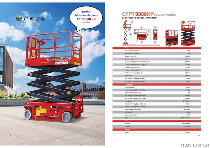 Crawler work platform TRADE FAIR AWARD BAUMA 2025 CFMG CFPT0815LDS
