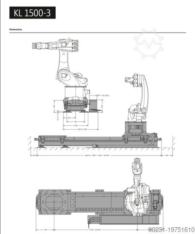 Industrial robot KUKA KL 1500/3T LINEAR UNIT 8 METER