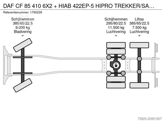 Crane truck DAF CF 85 410 6X2 + HIAB 422EP-5 HIPRO TREKKER/SATT...