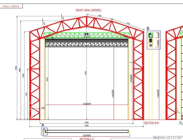 Hall construction HallGruppen Zelthalle 120 Meter x 18 Meter OHNE Tuch