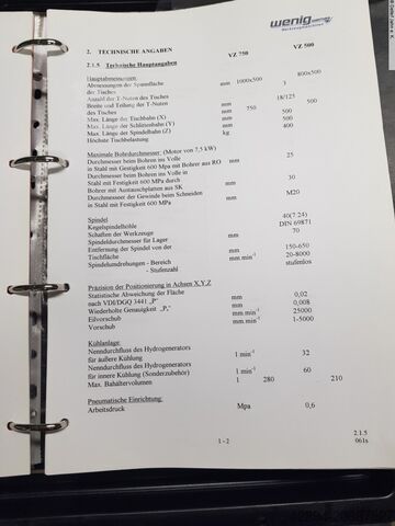 Machining Center - Universal WEMAS VZ 750