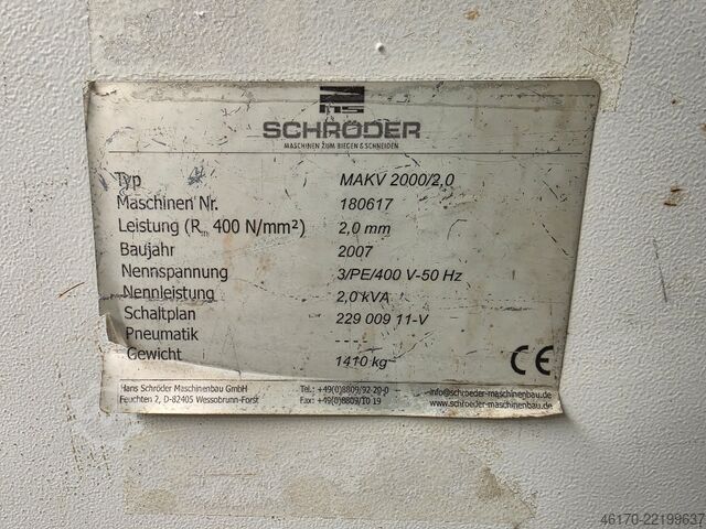 Sheet metal folder Shroder MAKV 2000 / 2,0