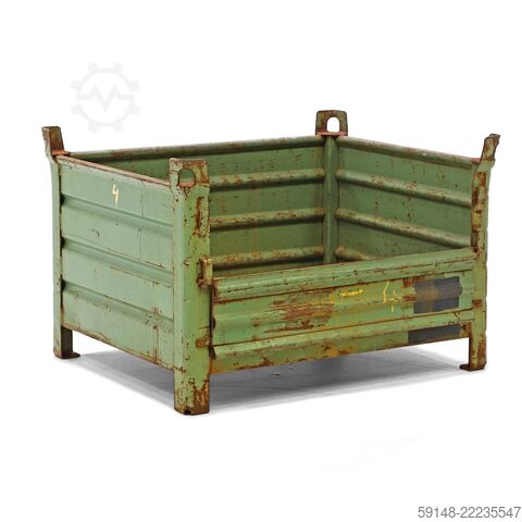 Used Stacking box steel fixed construction with cover, L: 1035, W: 845, H: 670 (mm). Kruizinga 98-1053GB