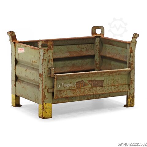 Used Stacking box steel fixed construction with cover, L: 845, W: 545, H: 570 (mm). Kruizinga 98-4936GB