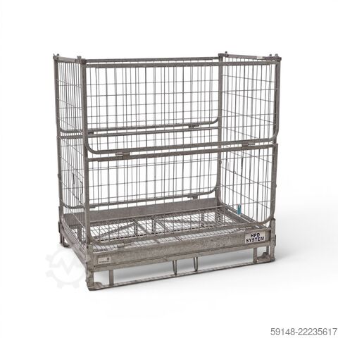 Gebrauchte Gitterbox stapelbar und einklappbar 1 Klappe an 2 Langseiten, L: 1210, B: 790, Kruizinga 98-8121GB
