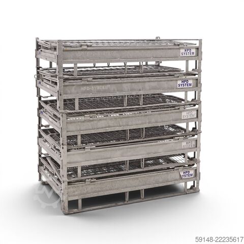 Gebrauchte Gitterbox stapelbar und einklappbar 1 Klappe an 2 Langseiten, L: 1210, B: 790, Kruizinga 98-8121GB