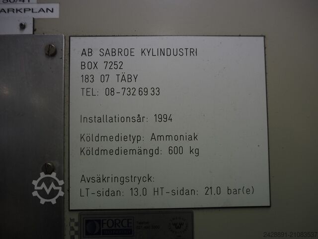 Komplettes Ammoniak-Kühlsystem Retech, Sabroe, Tortmans, Alfa Laval PSH-0820, COSB 411904