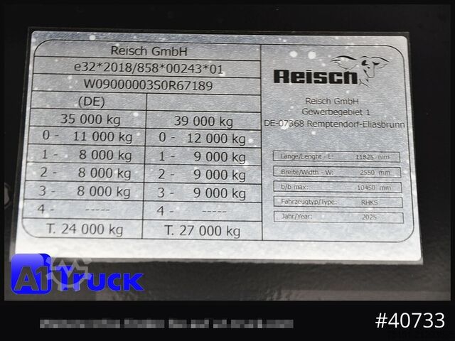 Kipper Auflieger REISCH RHKS, Alu 57m³, Kombitüren, Lift LED