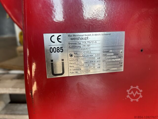 Weishaupt dual fuel burner RGL70,oil+gas,power 10500kw  