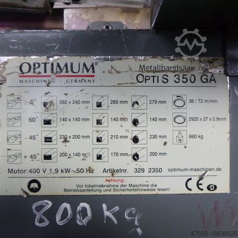 Band Saw - Automatic - Horizontal OPTIMUM Optis 350 GA