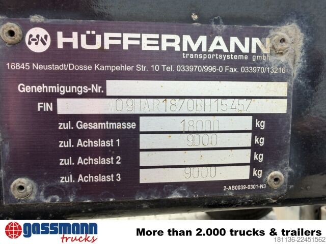 Roll off trailer Hüffermann HAR 18.70 Abrollanhänger