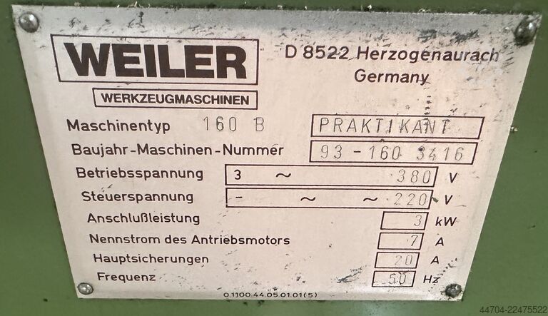 CNC lathe Weiler Praktikant 160 B