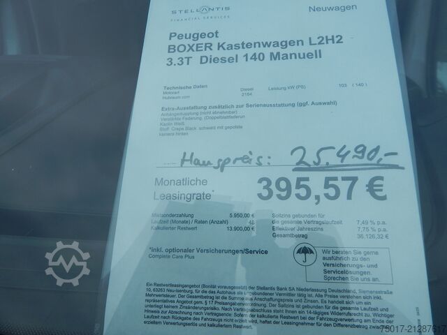 Kastenwagen Kamera  SOFORT VERFÜGBAR Peugeot L2H2 deutscher Neuwagen Boxer Klima-Bluetooth-Tempomat-Ahk- uvm.