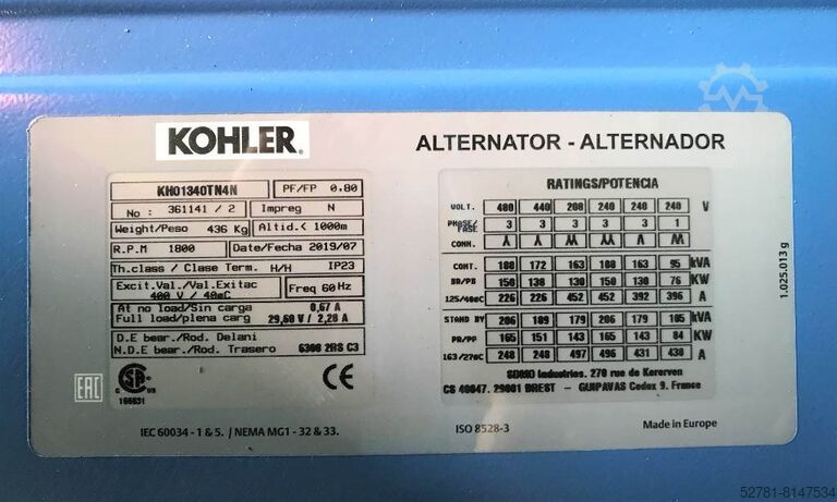 Generator set Sdmo J165 - 165 kVA Generator - DPX-17108