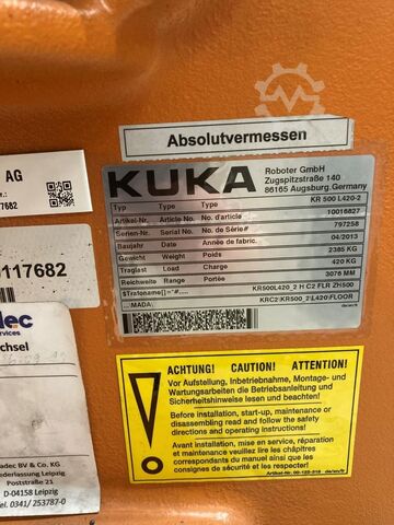 2 x Industrieroboter (2013+2013) Kuka KR 500 L420-2