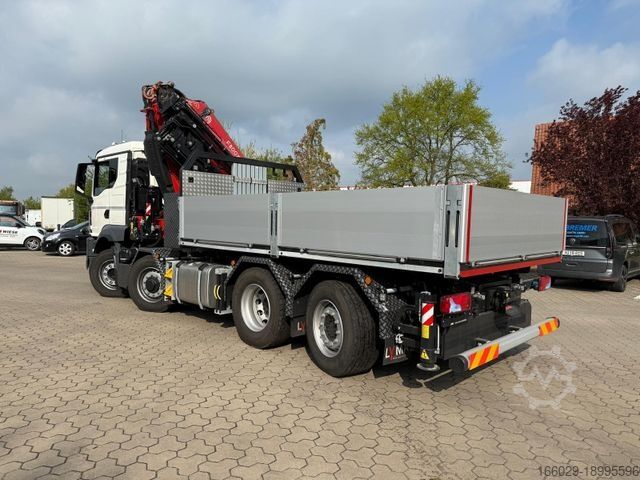 Flatbed truck MAN 35.520 8x4 Kran Fassi F800, OHNE ABSTÜTZÜBERWACH