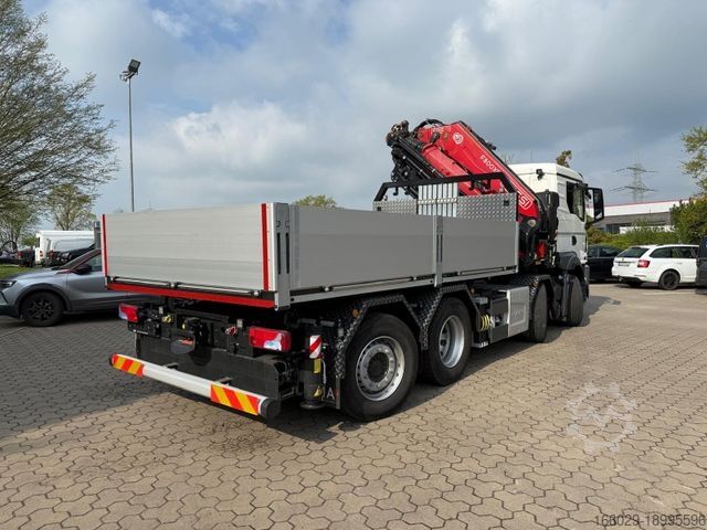 Flatbed truck MAN 35.520 8x4 Kran Fassi F800, OHNE ABSTÜTZÜBERWACH