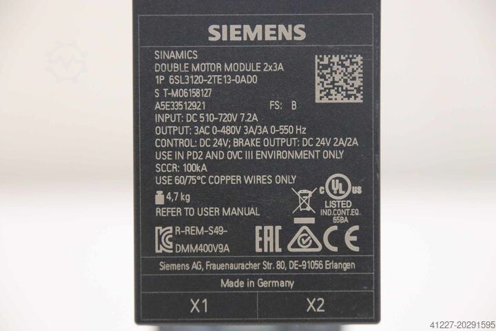 Double Motor Module Siemens 6SL3120-2TE13-OADO