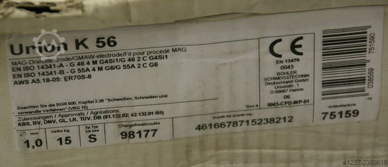 Welding wire 1 mm net weight 5 kg Boehler UNION K 56 (1,0)