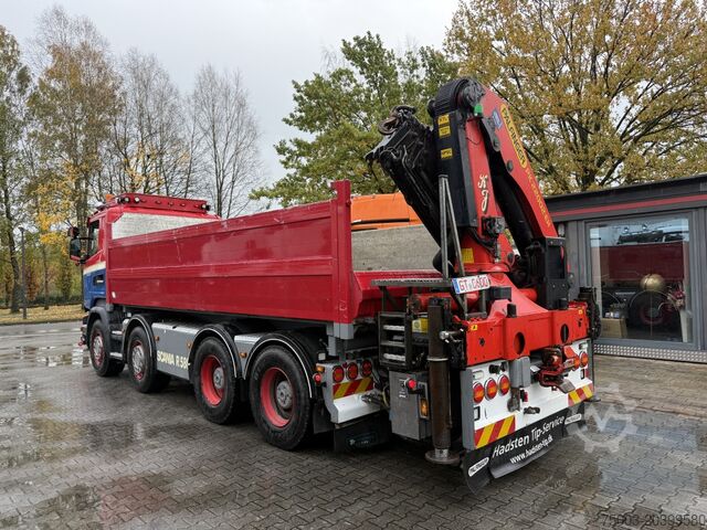 Kipper LKW Scania R580 V8 8X4 Kipper Kran Palfinger 22002