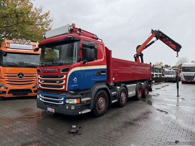 Kipper LKW Scania R580 V8 8X4 Kipper Kran Palfinger 22002