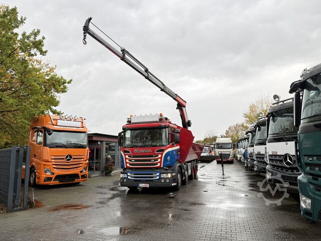 Kipper LKW Scania R580 V8 8X4 Kipper Kran Palfinger 22002