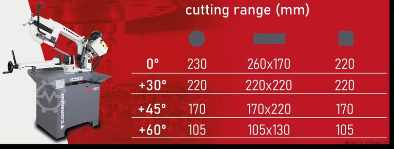 Bandsäge CORMAK HBS260 + 2 piły M42 + 5L Emulgol