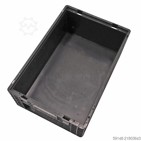 Used Electrostatically conductive stacking box ESD crate all walls closed, L: 600, W: 400, Kruizinga 98-658GB-PAL