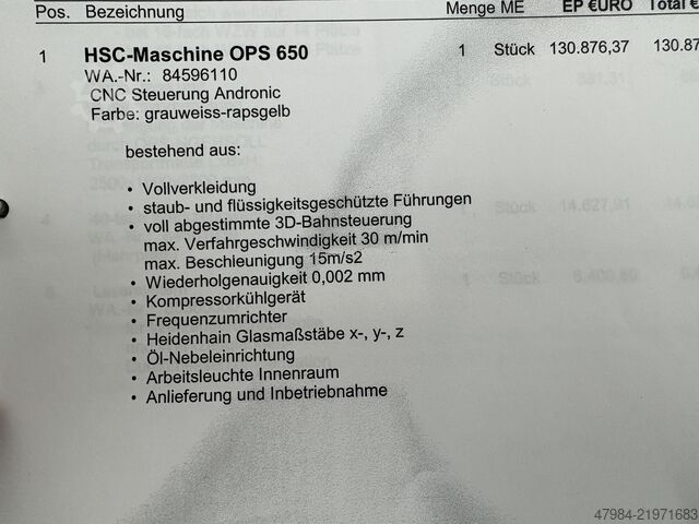 Universal machining center OPS INGERSOLL OPS 650