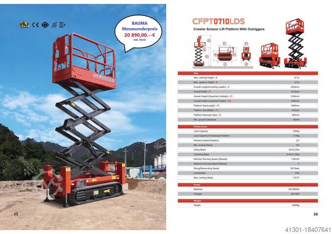 Scherenarbeitsbühne NEU MESSEPREIS BAUMA CFMG CFPT1012