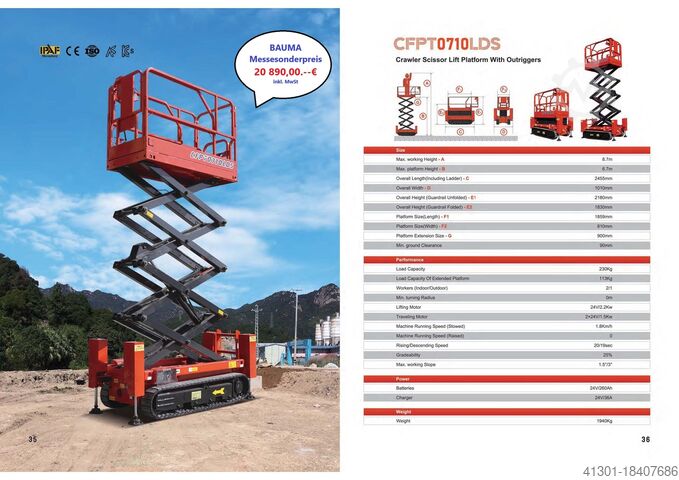 Scherenarbeitsbühne MESSEPREIS BAUMA CFMG CFPT0608DC