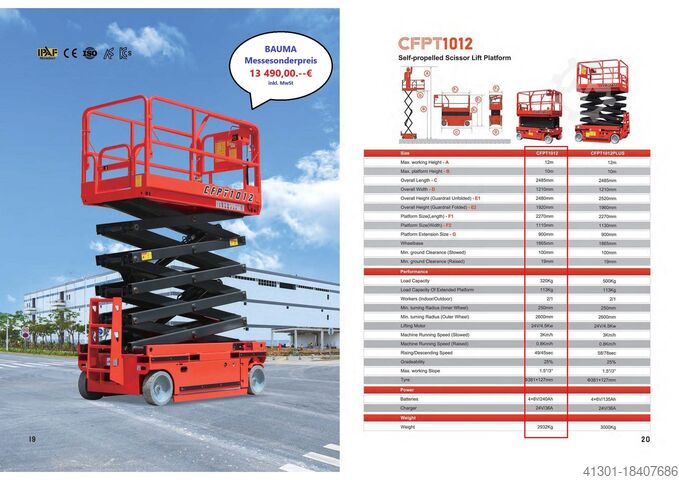 Scherenarbeitsbühne MESSEPREIS BAUMA CFMG CFPT0608DC